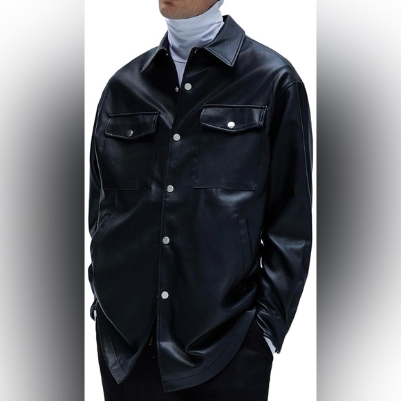 ZARA Faux Leather Overshirt - Picture 3 of 8